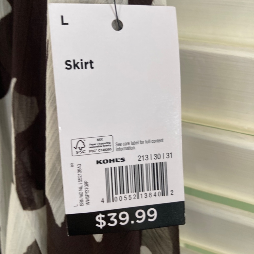 Nine West Woven A-Line Handkerchief Godet Skirt in brown and white LARGE - Picture 2 of 5